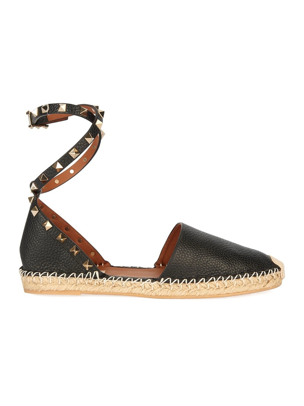 Valentino Rockstud Flat Espadrille (Black) 37